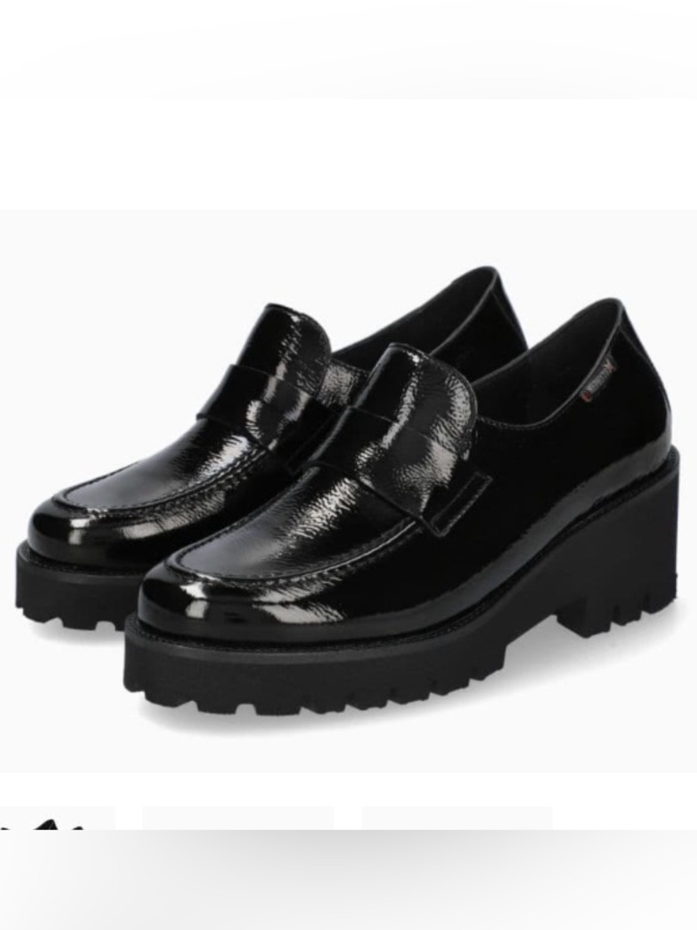 Mephisto Florenza Patent Loafers Women's Size 7 Shoes Black Lug Sole Chunky
